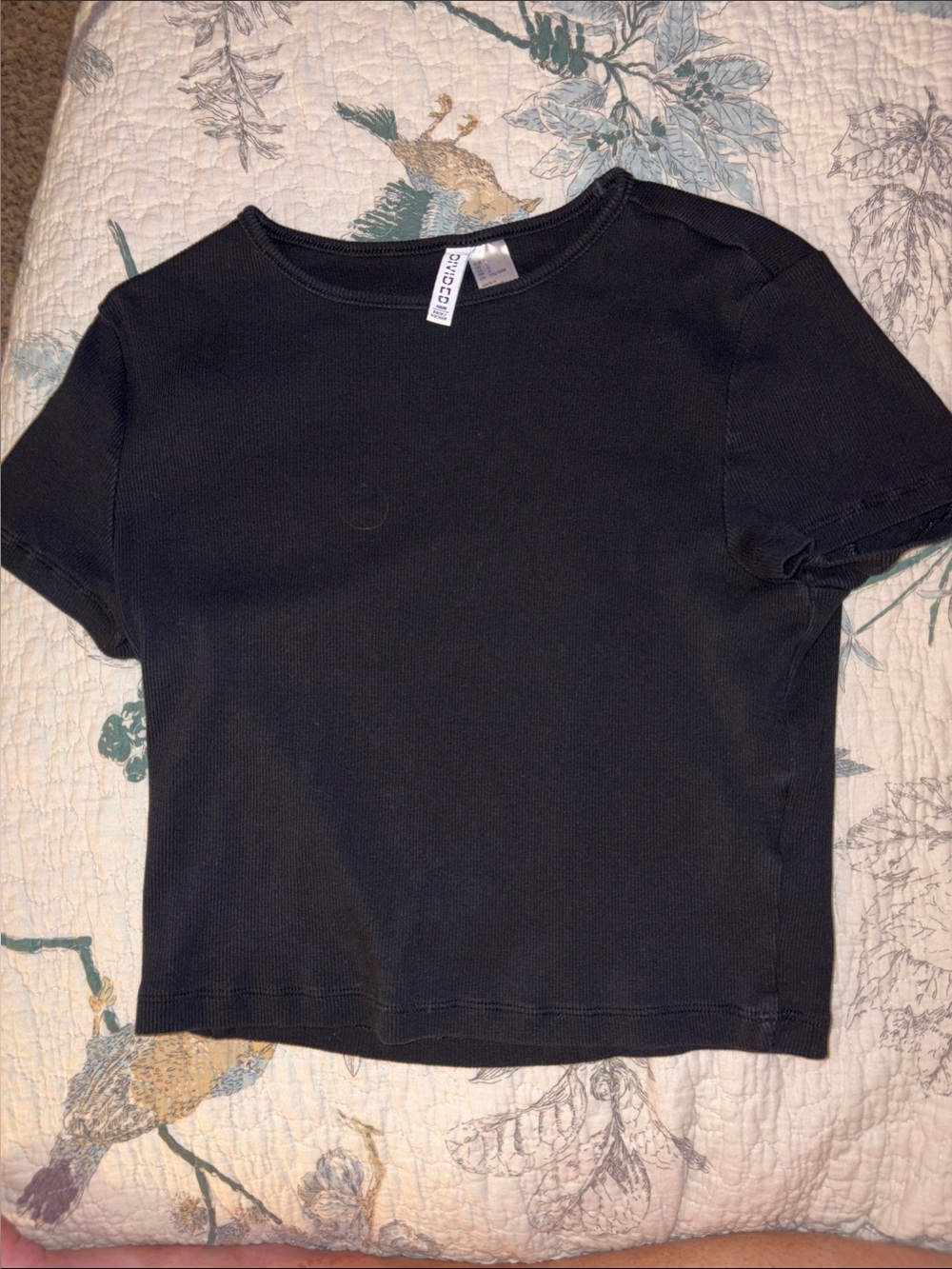 Black Crop Tee Shirt - Divided H & M